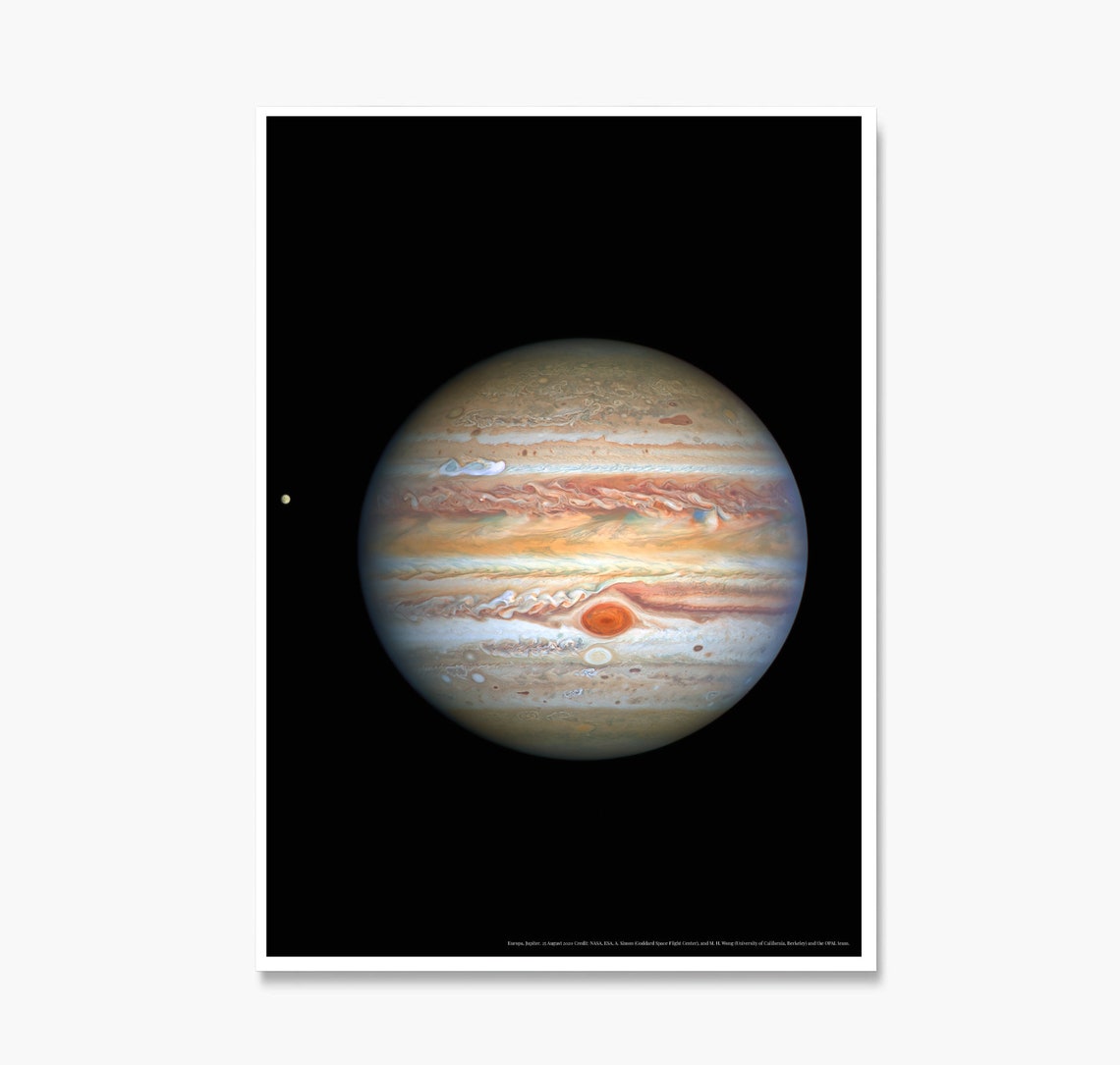 Jupiter and Europa Hubble Telescope Planet Photography Poster - Image 3