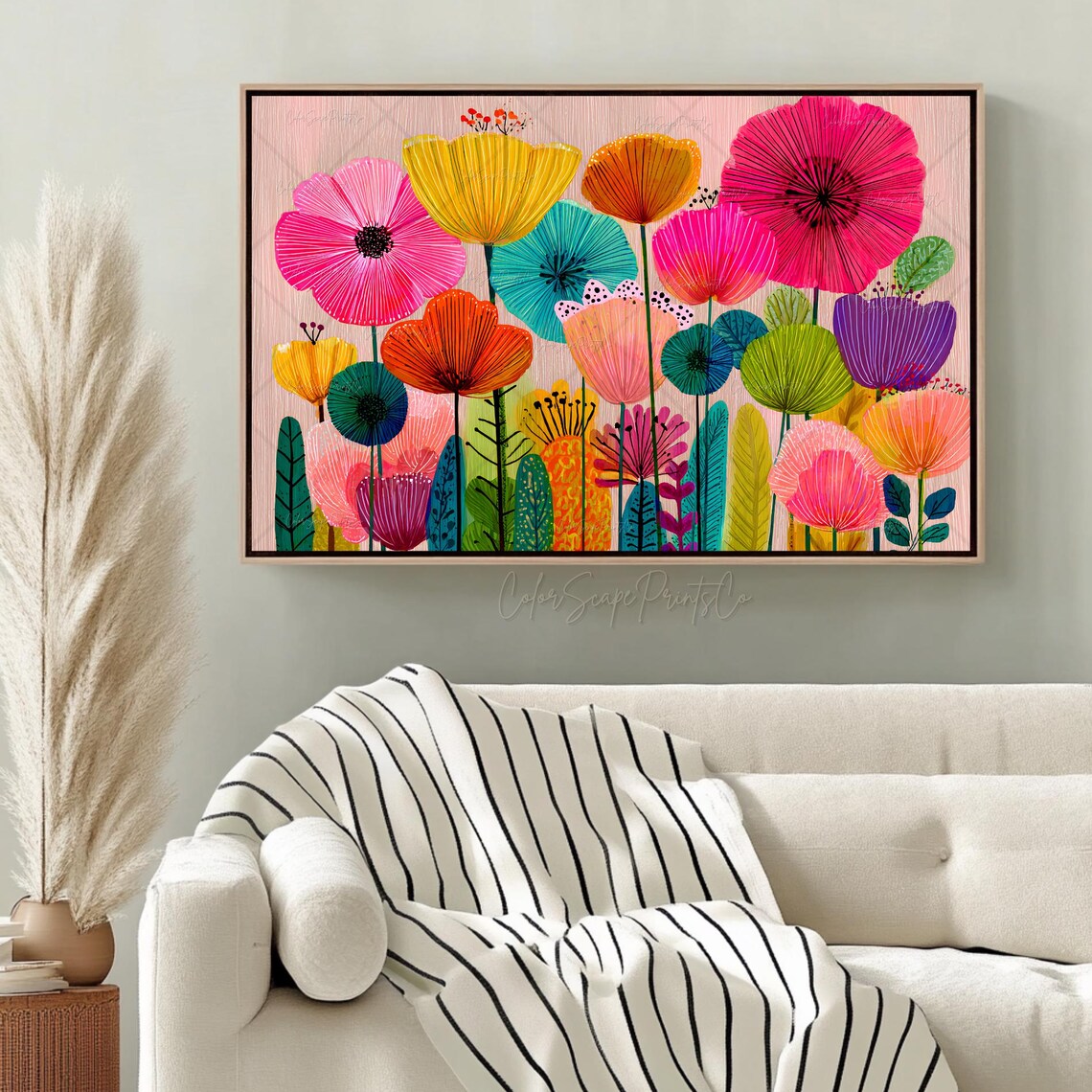 Bright Flowers Art Print, Modern Floral Botanical