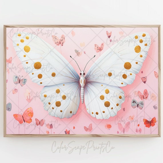 Colorful Butterfly Print Blush Pink Butterflies Print Large Butterfly Painting Pink Colorful Animal Print Insect Art Print Girls Room Decor