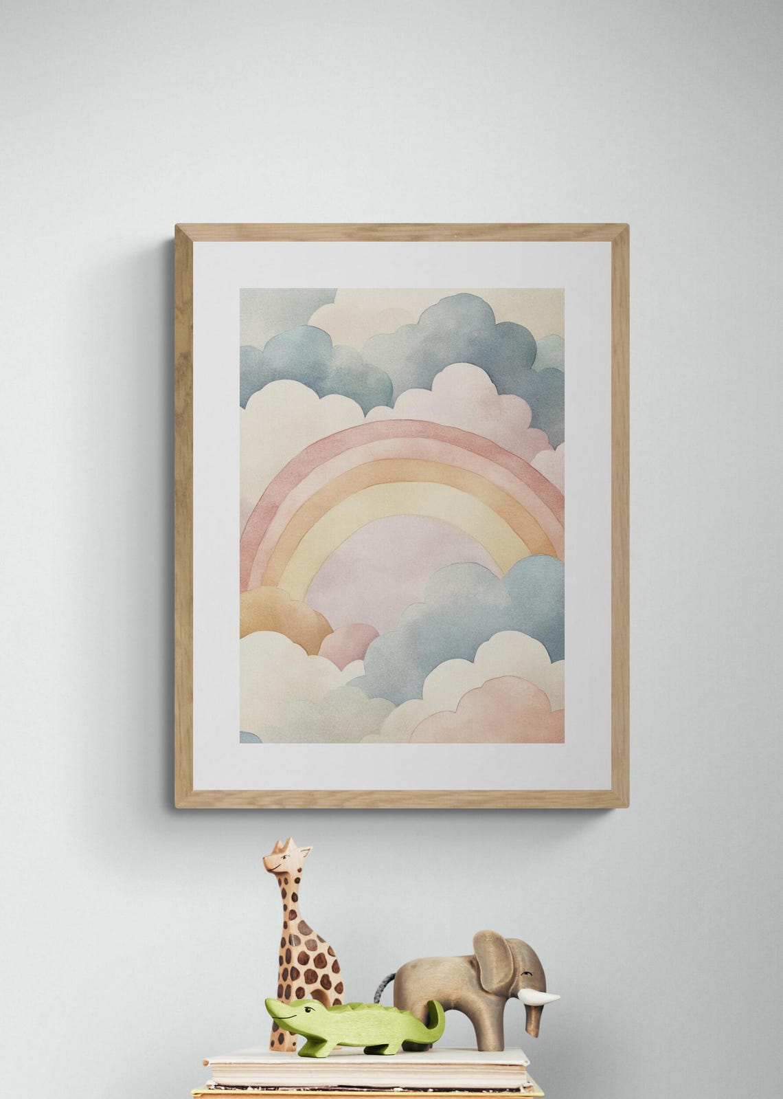 Rainbow Dreams Art Print Pastel Nursery Decor Hand Drawn Illustration Kids Room Wall Art