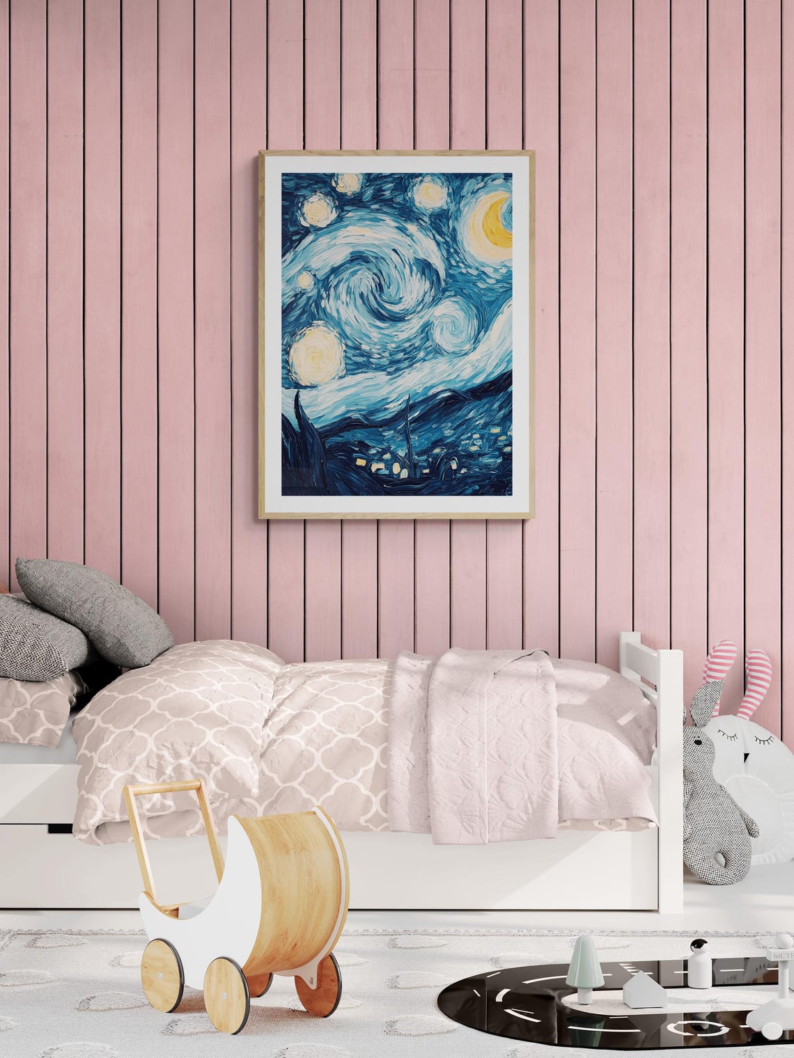 Night Sky With Stars And Moon Dreamy Celestial Wall Art Starry Night Print Cosmic For Bedroom Space Themed Decor - Image 4