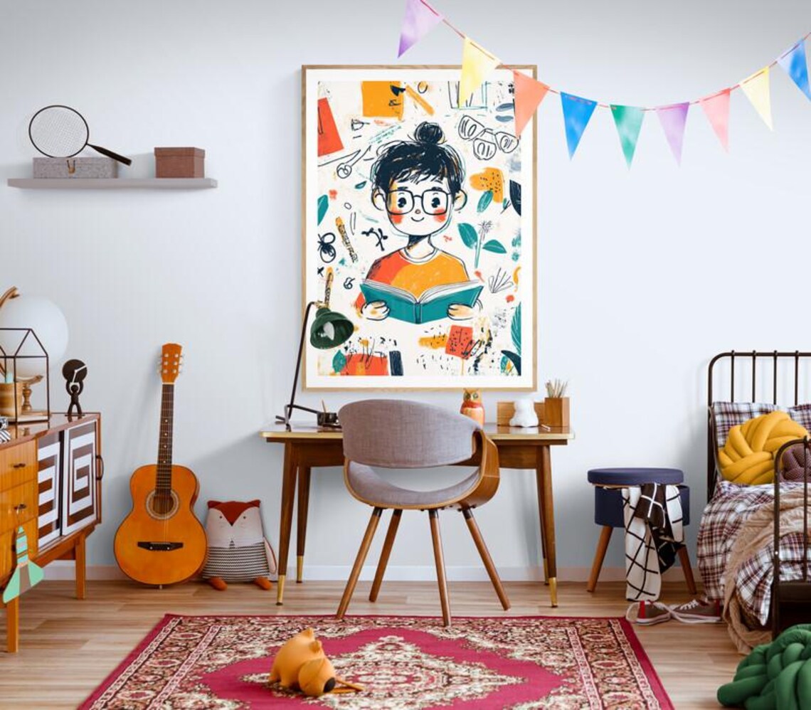 Adorable Reading Boy, Nursery Classroom Decor