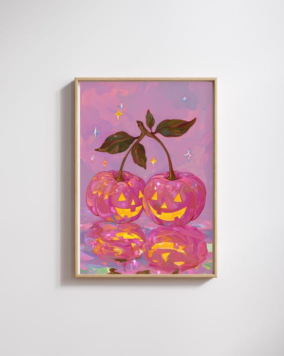 Pastel Pink Pumpkin Print Kawaii Halloween Decor