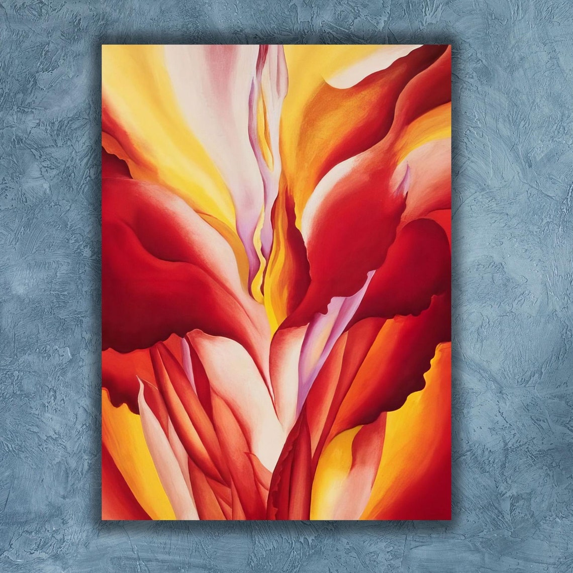 Red Yellow Flower Blossom Close Up Abstract Bold Floral Art Poster