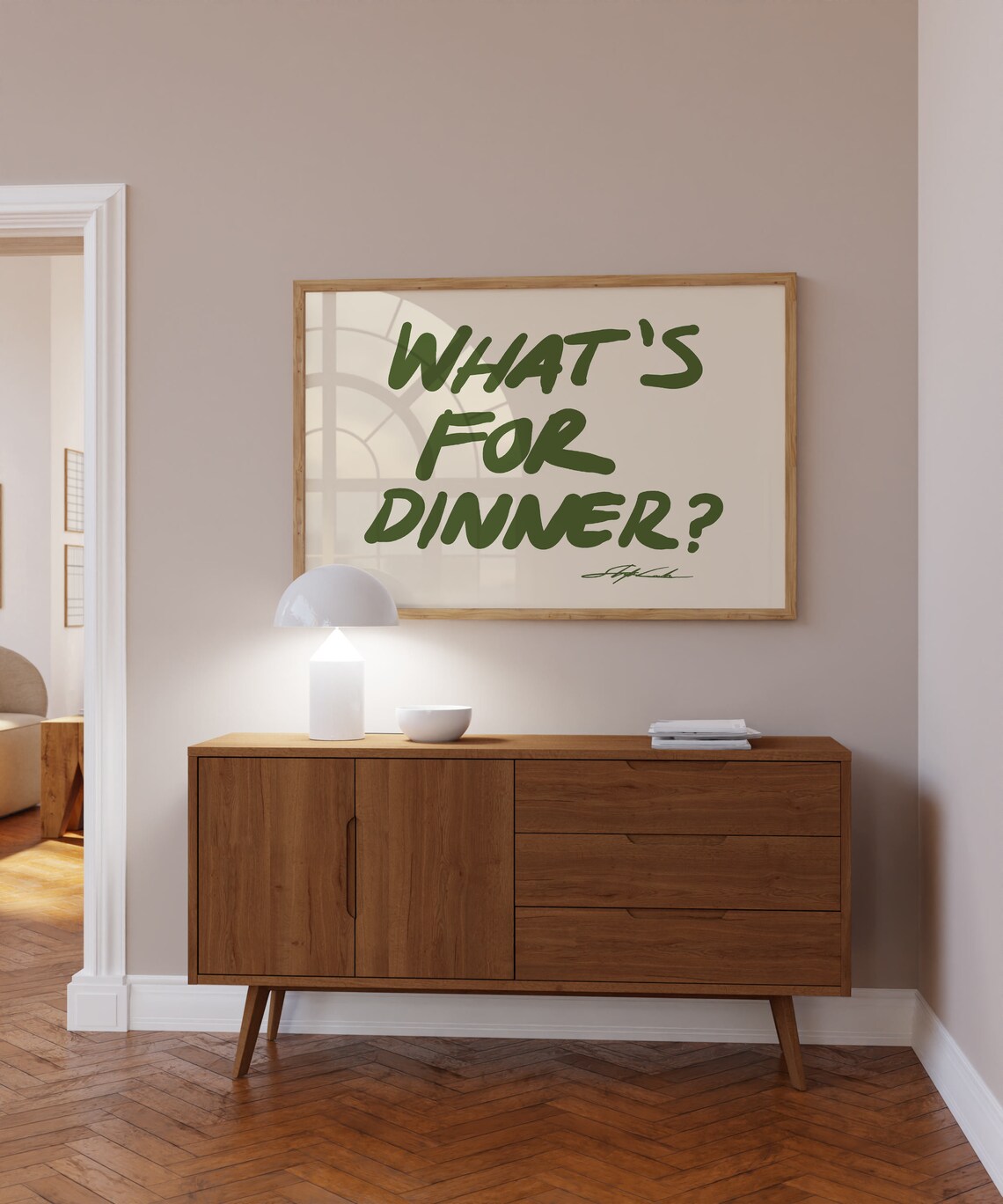 What's For Dinner? Mid-Century Kitchen Typography Art Print