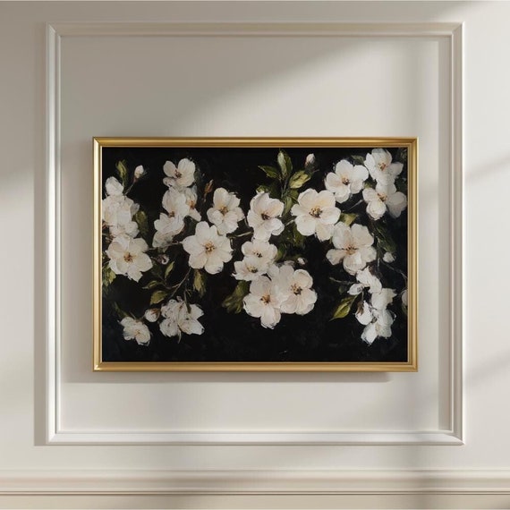 Moody Floral Oil Painting Vintage Dark Wall Art Farmhouse Wall Decor Victorian Antique Print Unique Gift For Home Garden