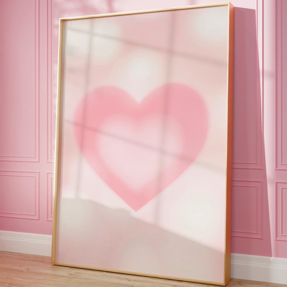 Blush Pink Heart Aura Gradient Trendy Girly Dorm Room Art Poster