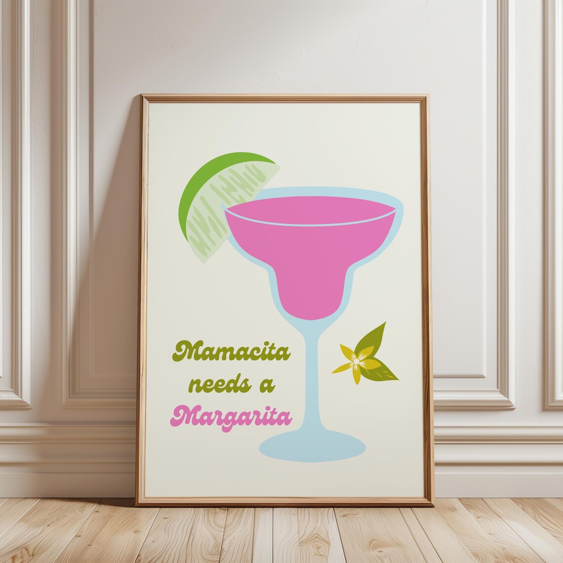 Mamacita Needs A Margarita Pink Cocktail Bar Kitchen Decor Wall Art Print