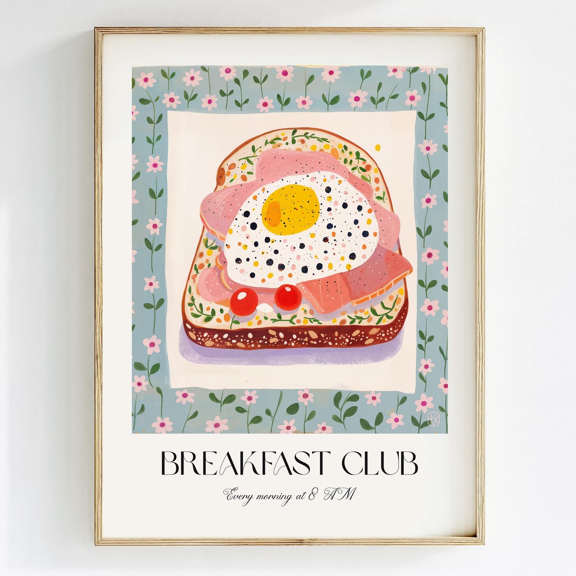 Breakfast Club Toast With Egg And Ham Playful Kitchen Art Poster