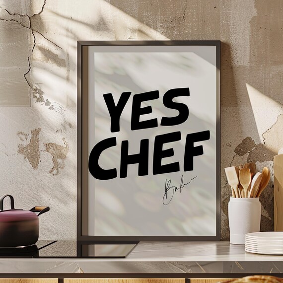 Yes Chef Bold Kitchen Typography Modern Minimalist Decor Poster