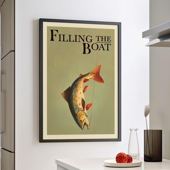 Vintage Fly Fishing Wall Art Poster Or Canvas Print Retro Trout For Dad Cabin Decor Outdoorsman Fisherman