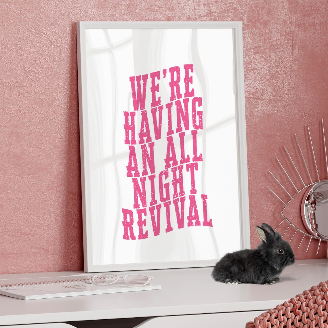 We're Having An All Night Revival Coastal Cowgirl Typography Poster