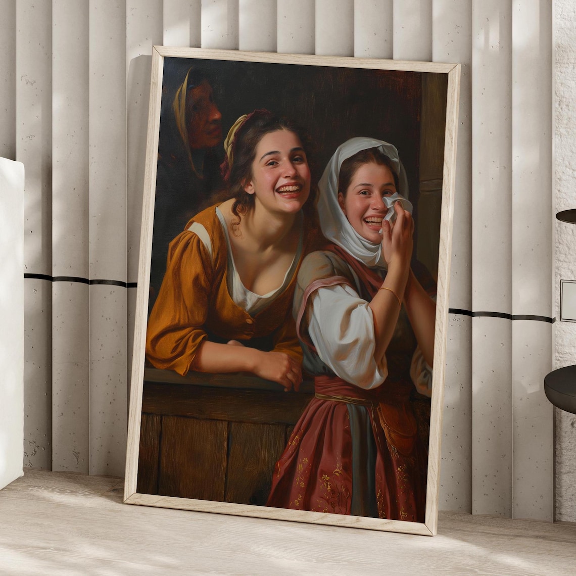 Laughing Women Vintage Classical Oil Painting Portrait Poster