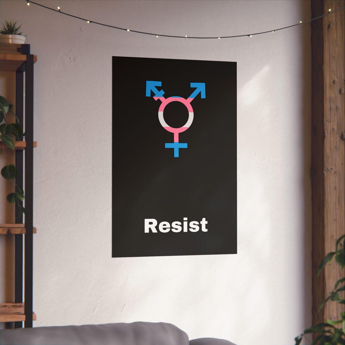 Resist Transgender Pride LGBTQ Symbol Bold Black Protest Poster - Image 3