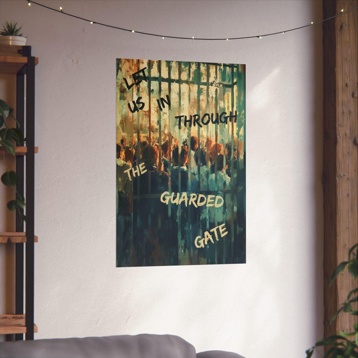 Let Us In Through the Guarded Gate Crowd Behind Bars Protest Poster - Image 4