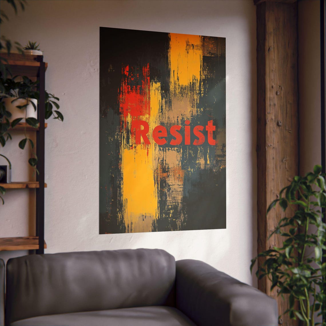 Resist Grunge Distressed Paint Texture Bold Protest Statement Poster - Image 2