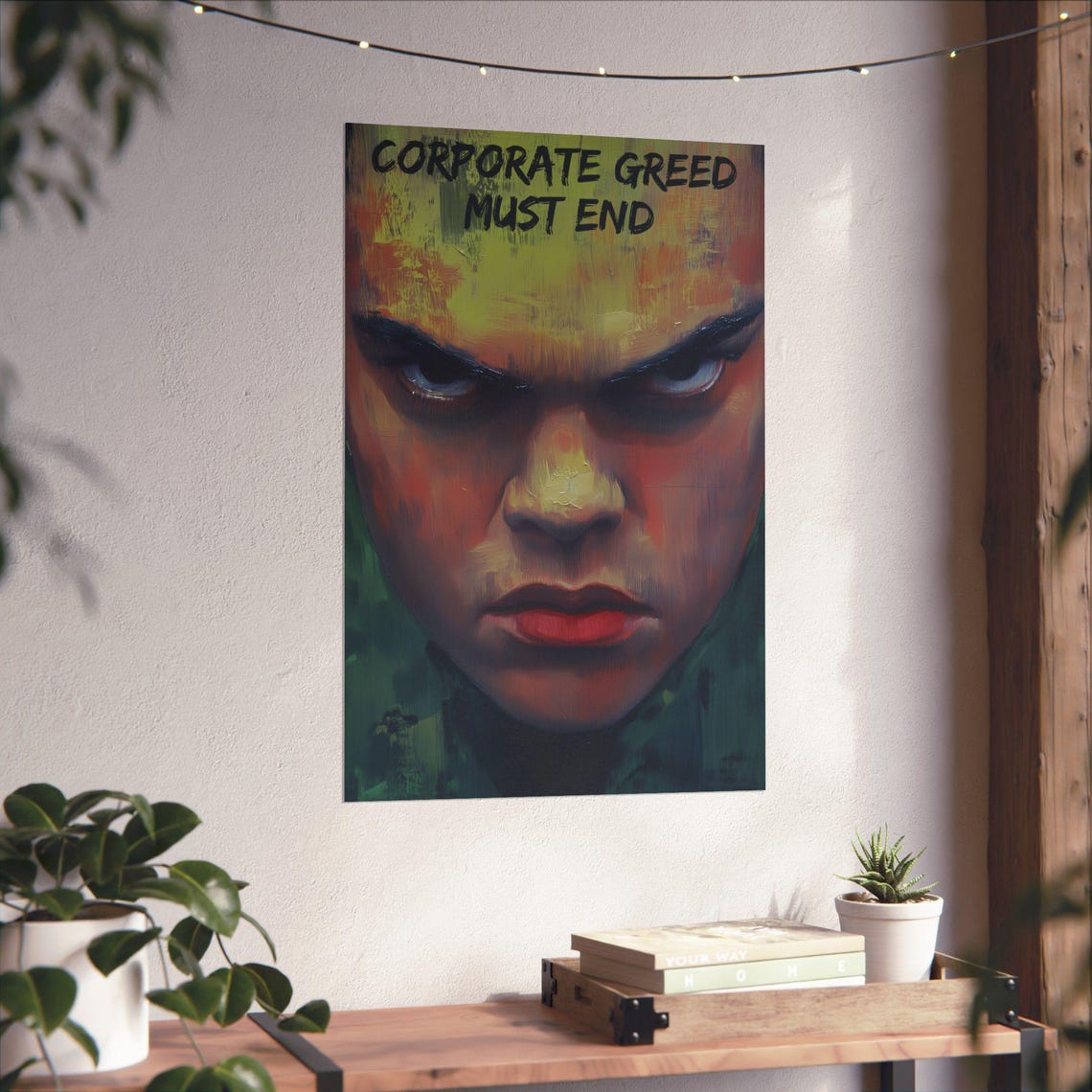 Corporate Greed Must End Angry Painted Face Bold Protest Poster - Image 4