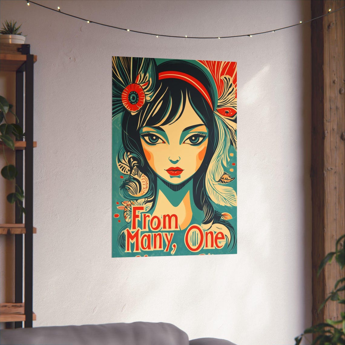 From Many One Vintage Woman Portrait Unity Art Statement Poster - Image 3