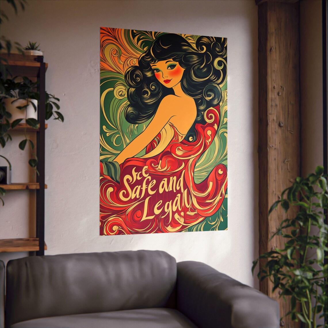 Safe and Legal Art Nouveau Woman Feminist Empowerment Poster - Image 2