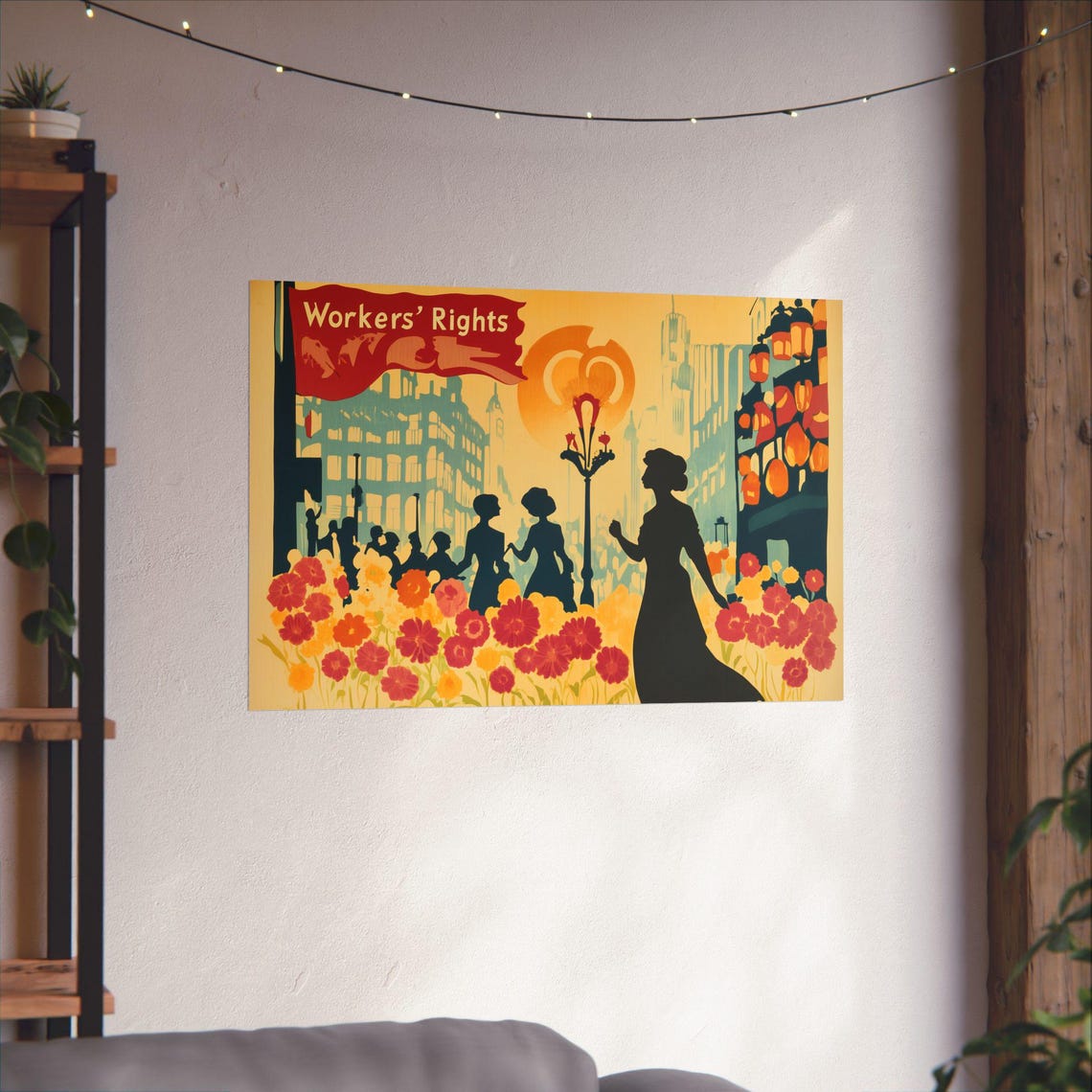 Workers Rights Vintage Labor March Banner Floral Street Poster - Image 3