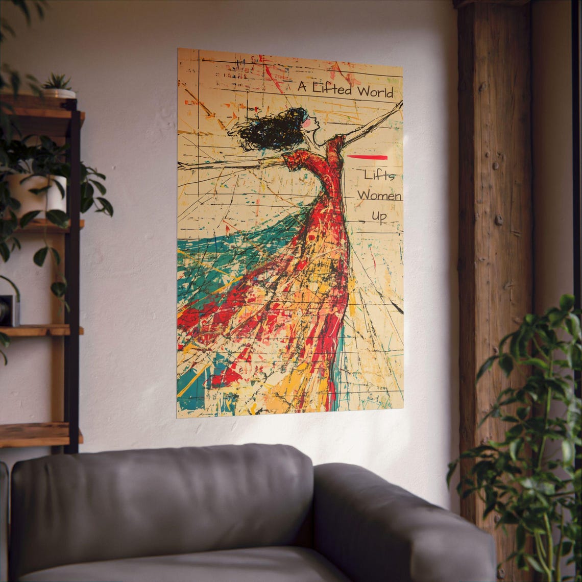 A Lifted World Lifts Women Up Sketchy Dance Art Statement Poster - Image 2