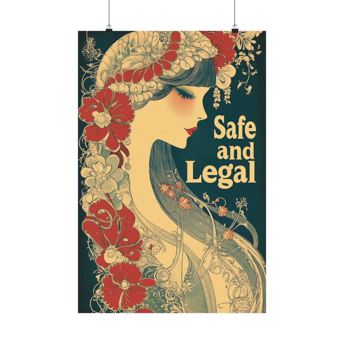 Safe and Legal Flower Woman Vintage Feminist Empowerment Poster