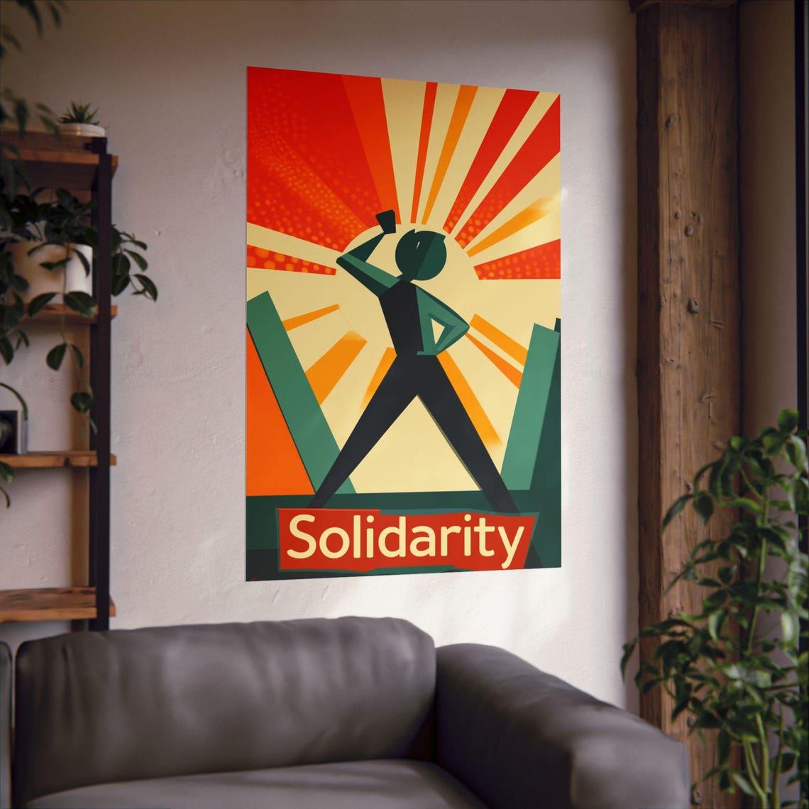 Solidarity Raised Fist Retro Labor Union Workers Rights Art Poster - Image 2