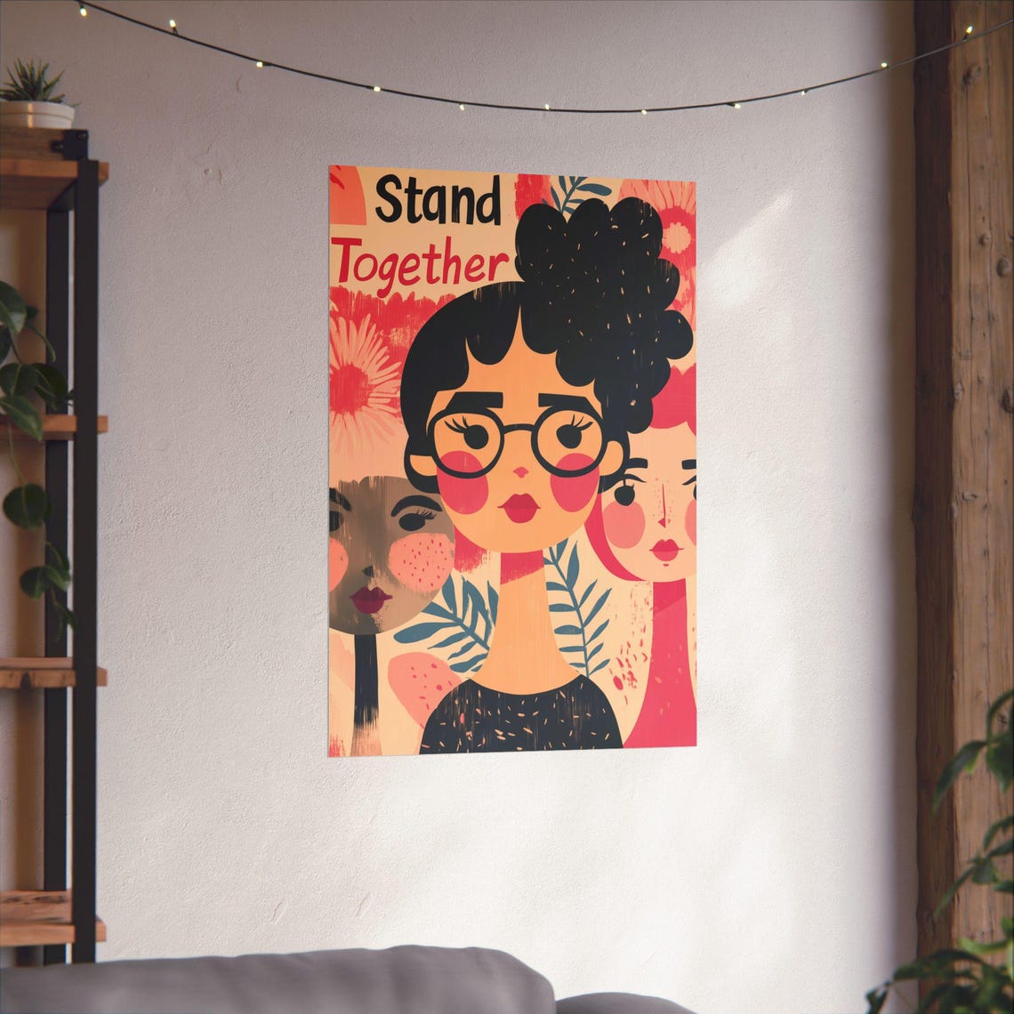 Stand Together Diverse Women Feminist Illustration Girls Art Poster - Image 3