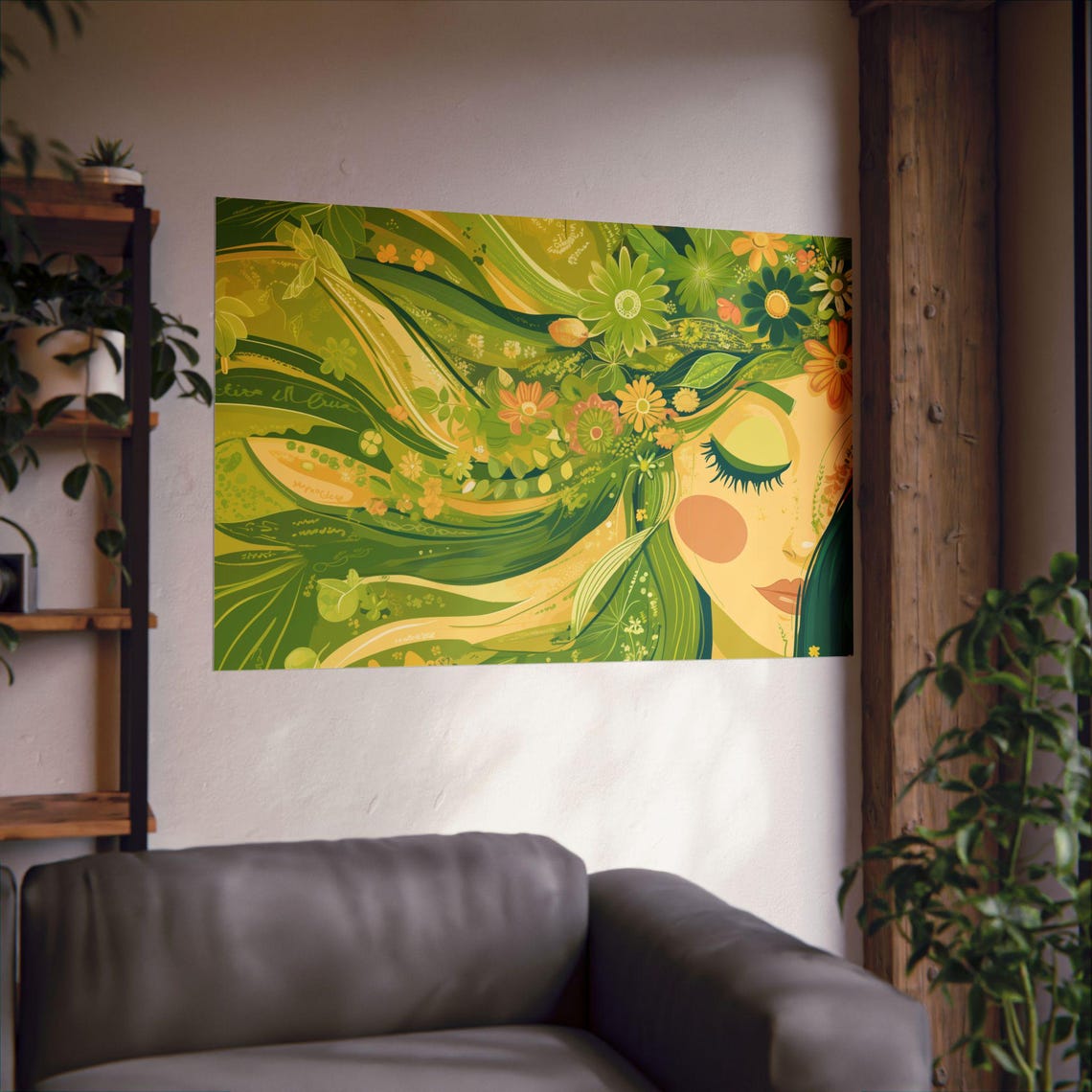 Nature Lover Green Floral Goddess Mother Nature Botanical Poster - Image 2
