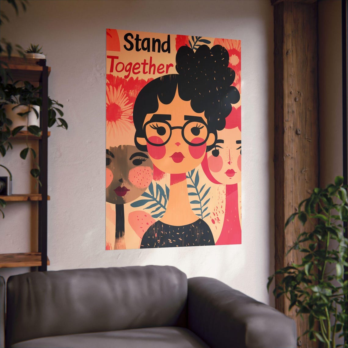 Stand Together Diverse Women Feminist Illustration Girls Art Poster - Image 2