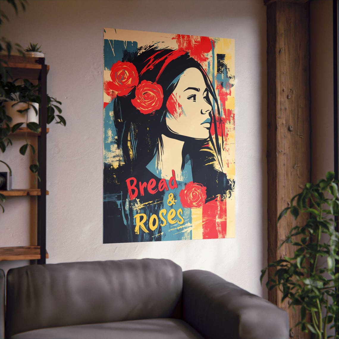 Bread and Roses Pop Art Woman Bold Colorful Protest Statement Poster - Image 2
