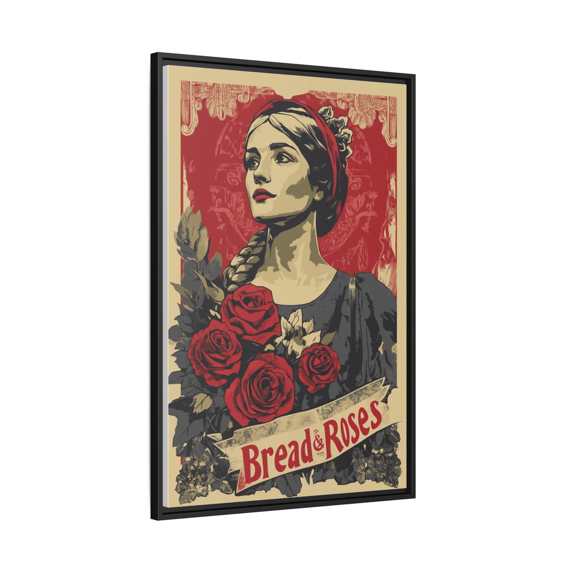Bread and Roses Vintage Feminist Protest Red Rose Art Poster - Image 3