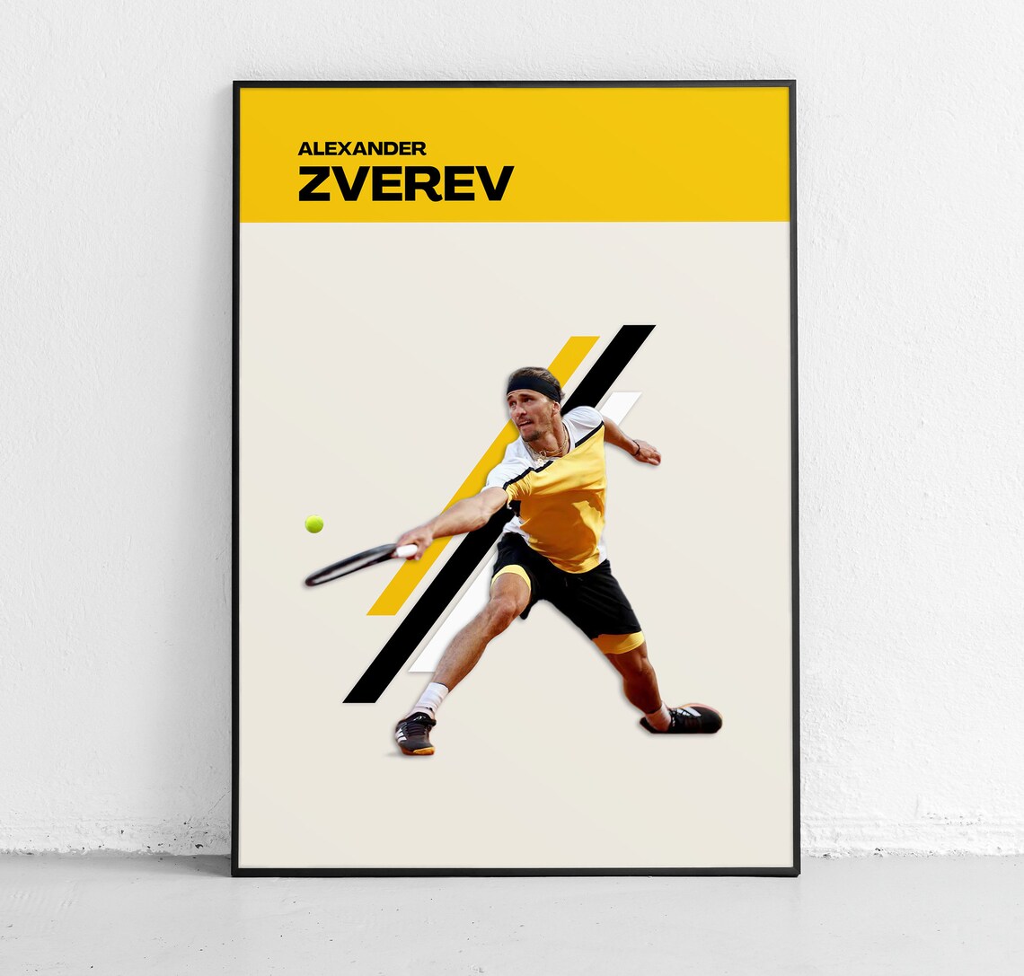 Alexander Zverev Tennis Star Minimalist Clay Court Action Poster