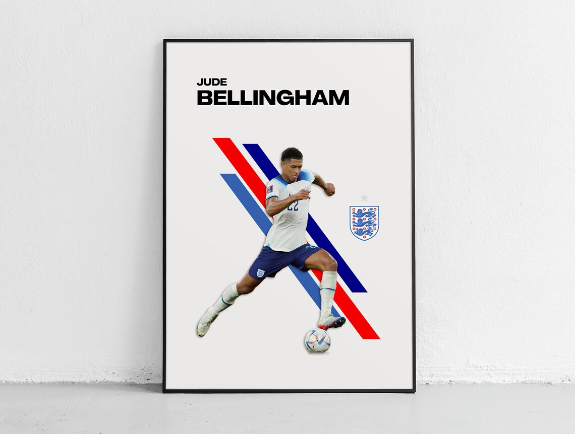 Jude Bellingham England National Team Football Action Poster