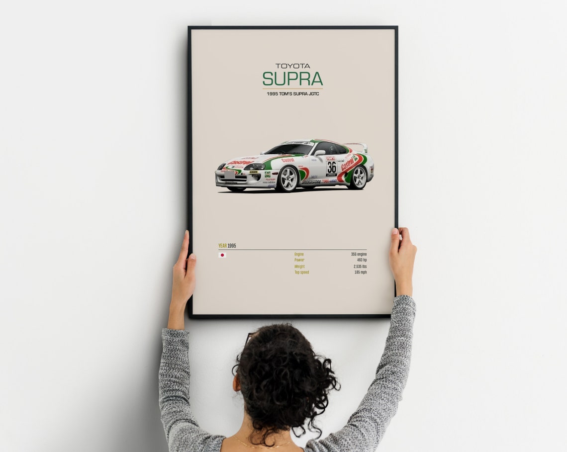 Toyota Supra 1995 Tom's JGTC Castrol Race Car Spec Sheet Poster - Image 2