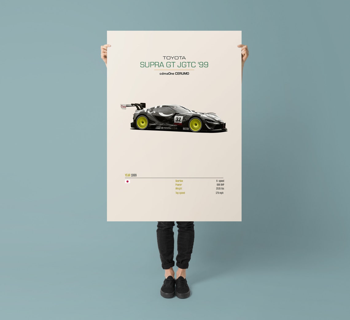 Toyota Supra GT JGTC 1999 Cerumo Black Race Car Spec Sheet Poster - Image 2
