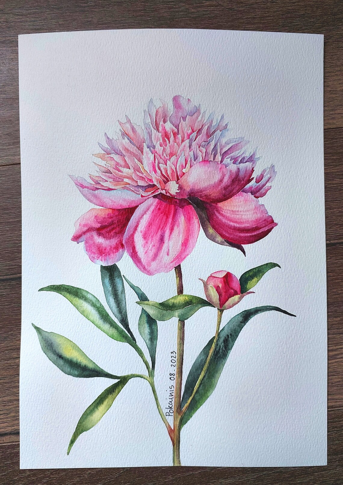 Peony Watercolor Painting, Botanical Spring Flower Art - Image 2