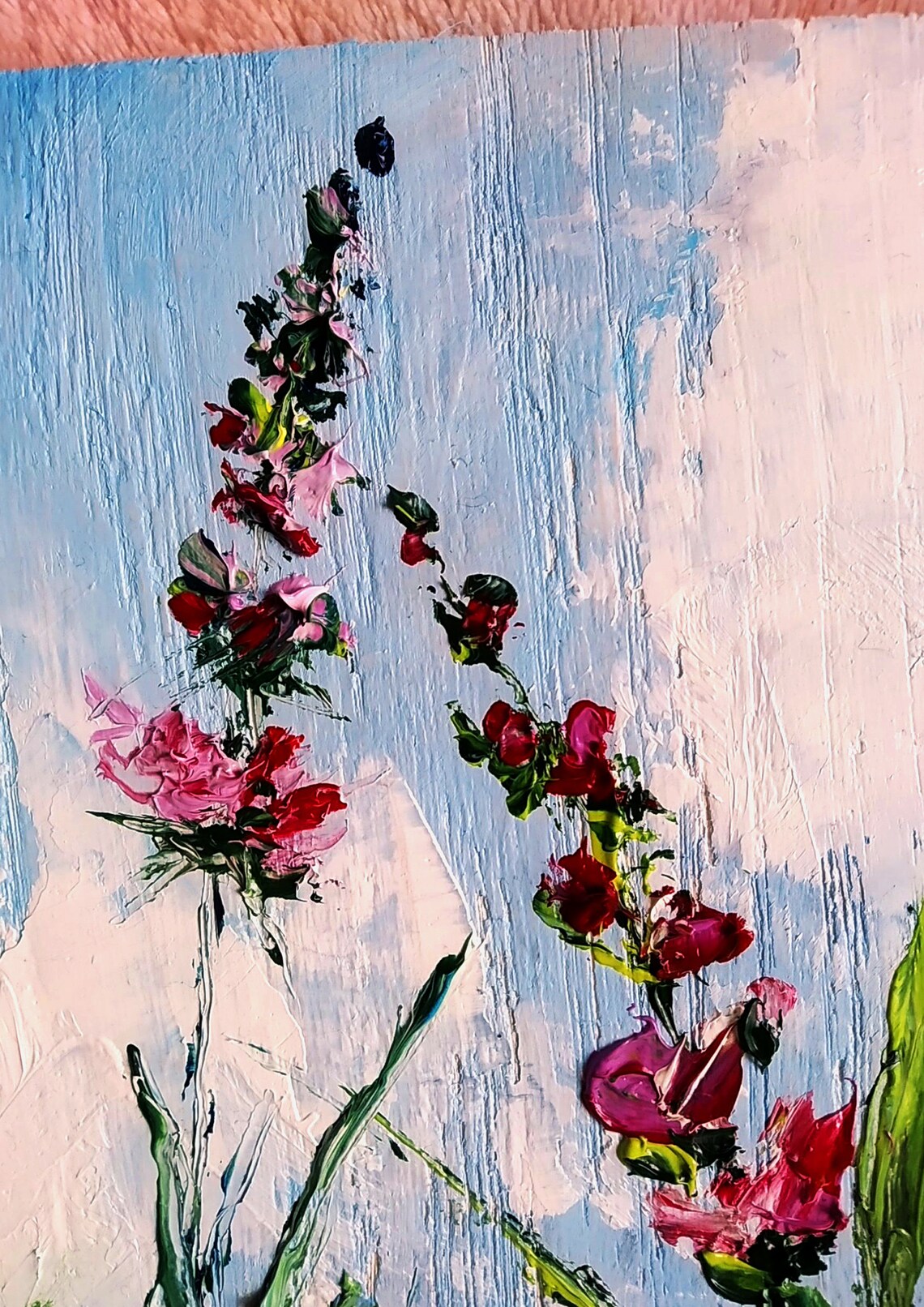 Red Poppies and Yellow Wildflowers Meadow Impasto Oil Poster - Image 2