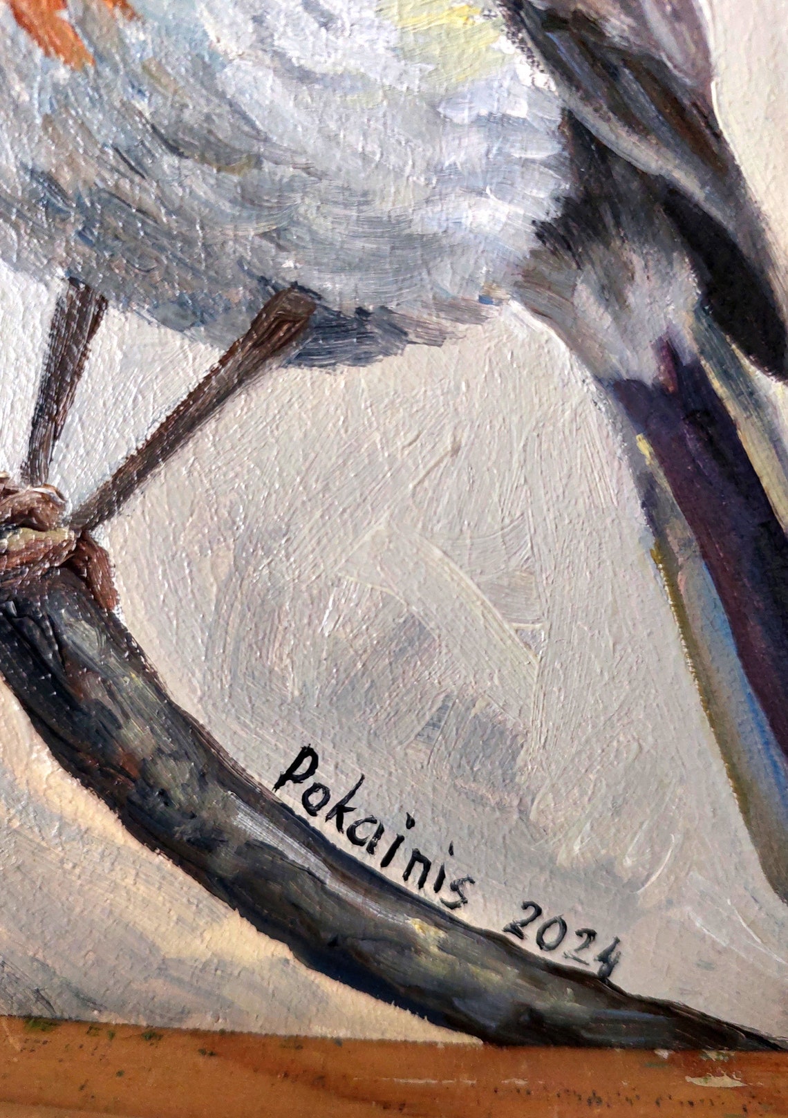 European Robin Close Up Original Oil Painting Bird Art Poster - Image 5