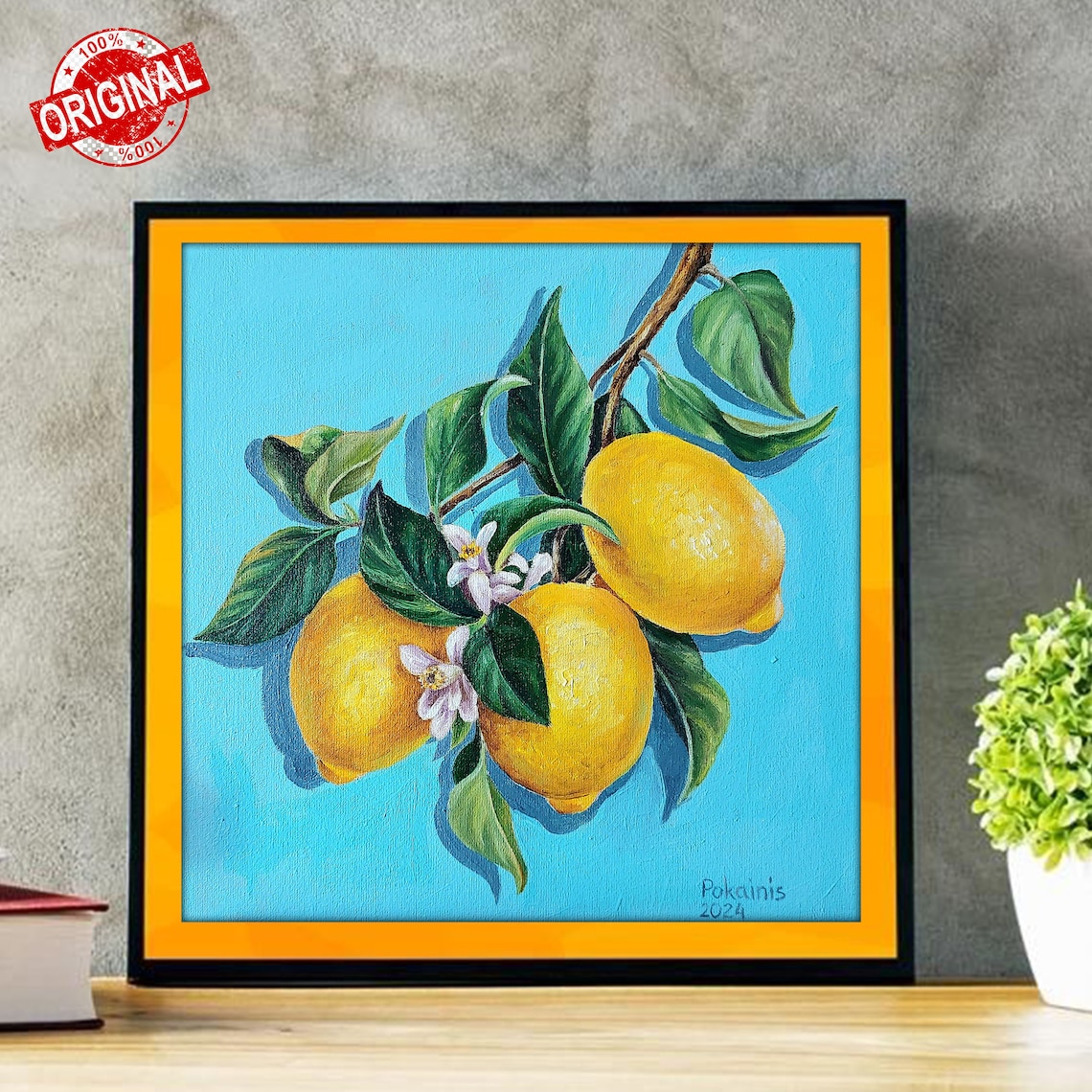 Lemon Oil Painting Still Life, Citrus Art Print - Image 2