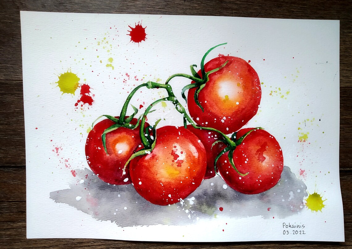 Tomato Watercolor Art Print, Kitchen Wall Poster - Image 4