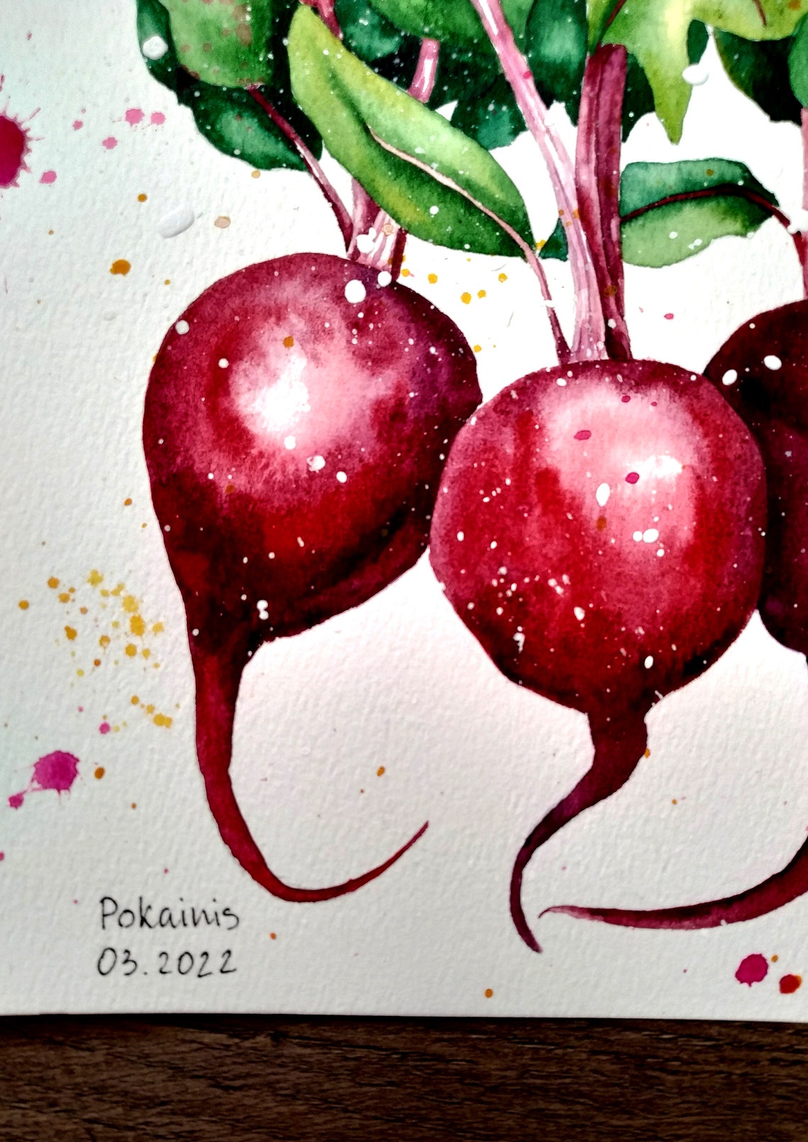 Red Beets Watercolor Vegetable Garden Still Life Kitchen Poster - Image 2