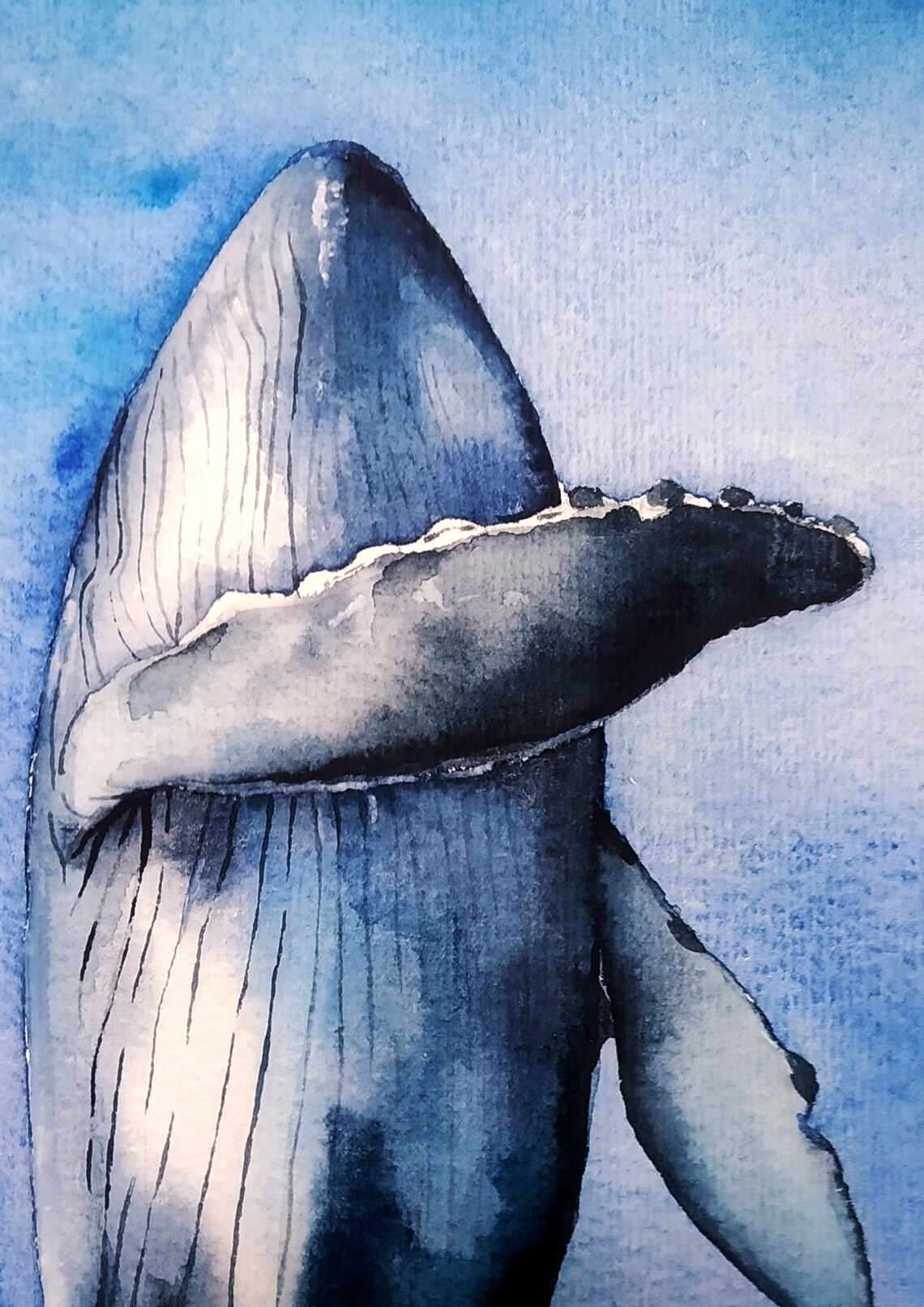 Blue Whale Watercolor Underwater Ocean Marine Life Scenic Poster - Image 2