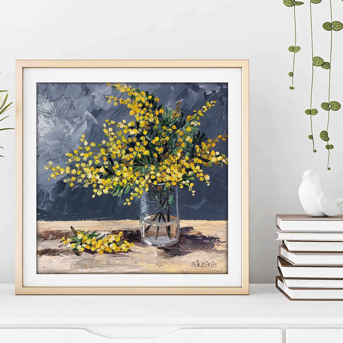 Mimosa Floral Still Life Oil Painting, Kitchen Art Print - Image 5