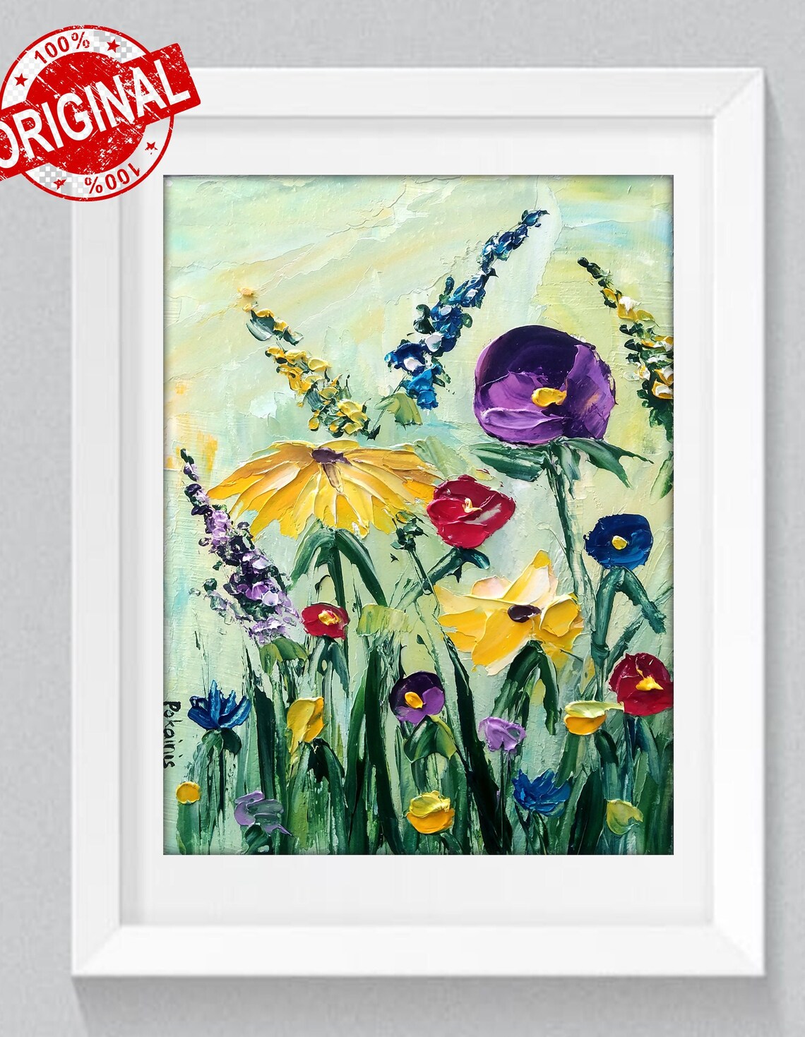 Yellow Coneflower Wildflower Impasto Oil Painting Poster Meadow - Image 5