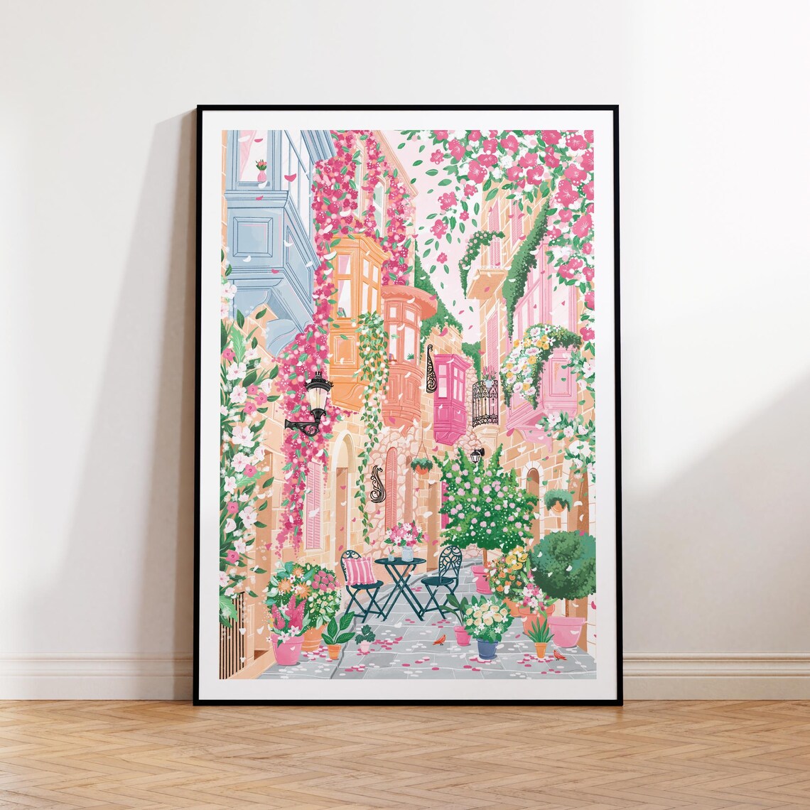 Valletta Malta Travel Poster, Cottagecore City Print