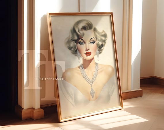 Glamorous Blonde Pin Up Woman With Diamond Jewelry Portrait Poster
