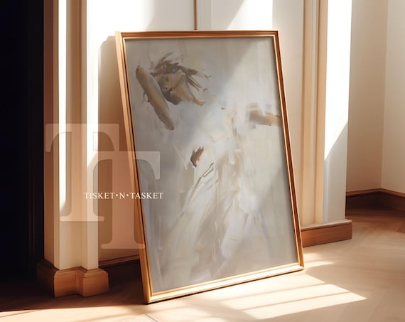 Neutral Abstract Woman Dancing Painting Wall Art