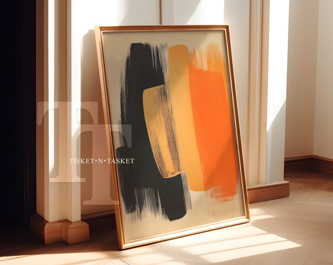 Abstract Brushstroke Painting, Vintage 70s Art Print