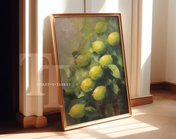 Painting Of Limes Green Citrus Fruit Kitchen Dining Room Wall Art
